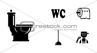 Black bathroom Icons Set