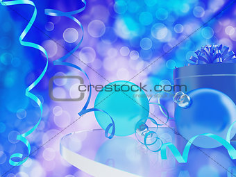 blue toned beautiful scene of christmas with gifts and baubles