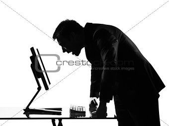 silhouette  man  computing