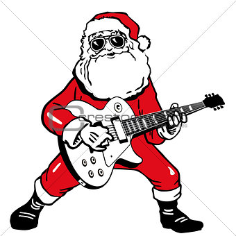 Santa Claus with electric guitar