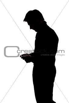 Man texting with two hands