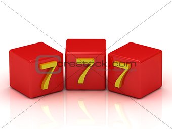 Lucky number seven on the red cubes