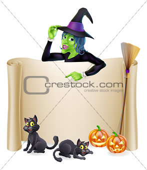 Halloween Witch Scroll Banner
