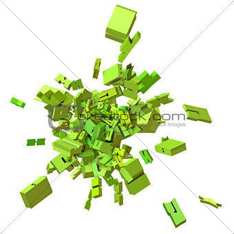 block alphabet font exploded in green