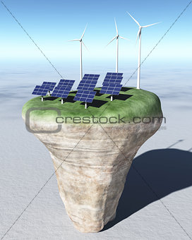 Ecological generators on top of a conical terrain
