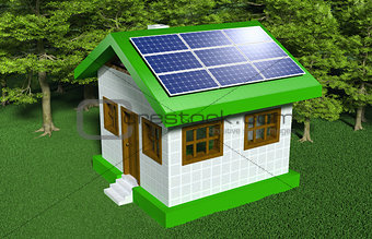 Small house with solar panels