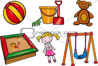 toys objects cartoon illustration set