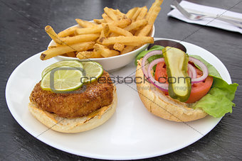 Crabcake Burger with French Fries