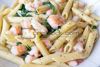 Prawns Spinach and Basil Penne Pasta