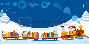 Christmas train with books