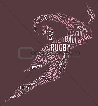 rugby football pictogram with pink wordings