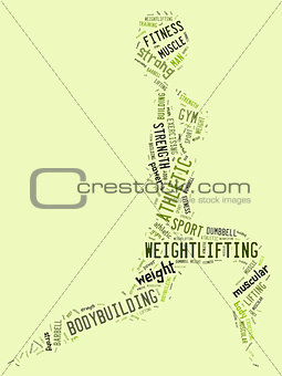 weighlifting pictogram with green wordings