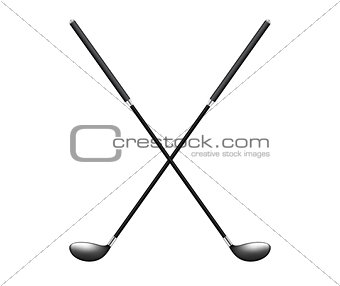Two crossed golf clubs