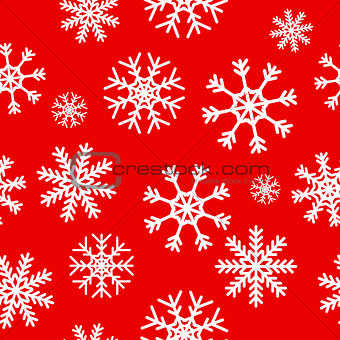White snowflakes on red background