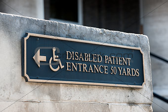 Disabled handicap entrance entrance sign