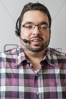 man talking on headset
