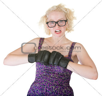 Blond with Boxing Gloves