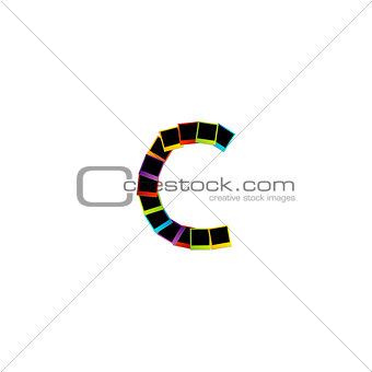 Alphabet C with colorful polaroids