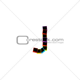 Alphabet J with colorful polaroids