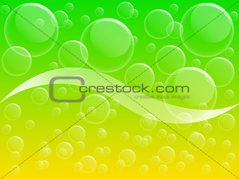  Air bubble on yellow and green background