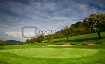 On the green on the golf course in Czech Republic