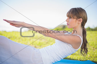Natural young woman exercising