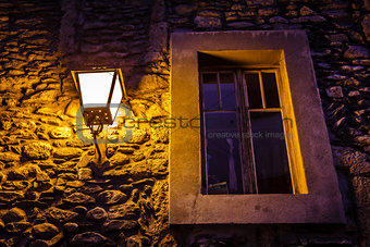 Window Illuminated By Street Lamp in Megeve, French Alps