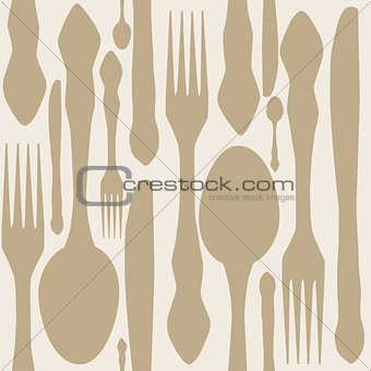 seamless pattern with forks, spoons end knifes. Vector illustrat