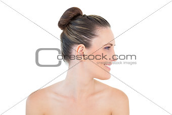 Smiling woman looking aside