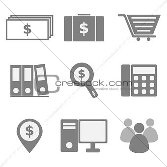 Set of business icons on white background