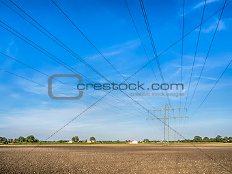 Power cable over a field