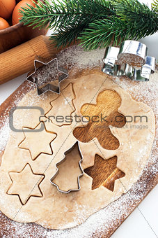 Baking Christmas cookies and gingerbread 