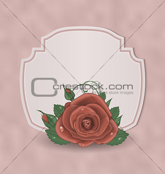 Retro cute card with red rose