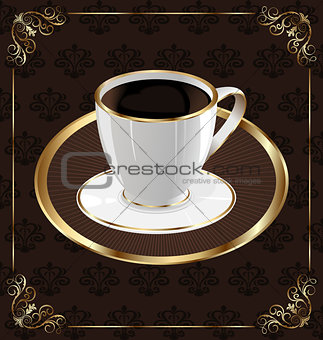 Cute ornate vintage wrapping for coffee, coffee cup