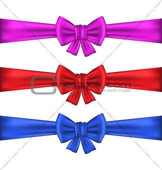 Set colorful gift bows with ribbons