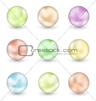 Group of colorful pearls isolated on white background