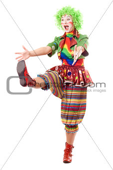 Funny posing female clown