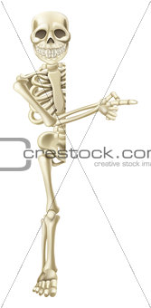 Cartoon Halloween Skeleton Pointing