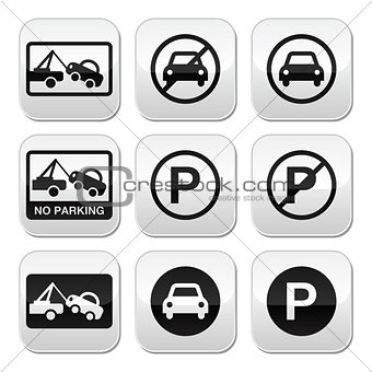 No parking, cars buttons set