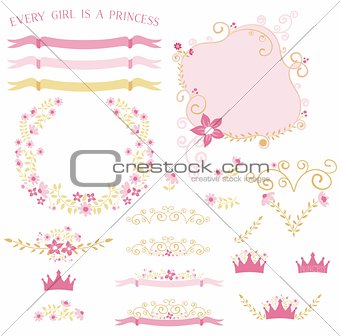 Pink Princess Vector Florals & Laurels