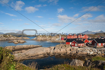Fishing cabins at Mortsund, Lofoten Islands, Norway