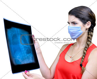 Student looking at an x ray image