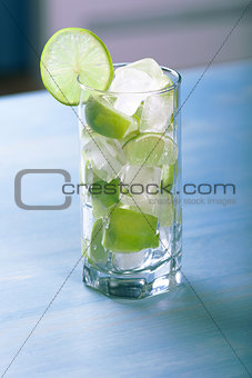 Fresh lime cocktail with ice