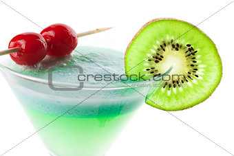 Alcohol cocktail with kiwi and cherry