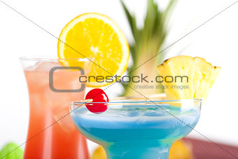Two tropical cocktails