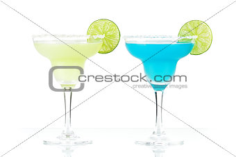 Two margarita alcohol cocktails
