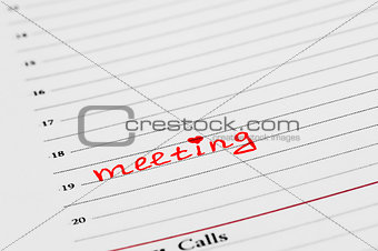An entry in the diary of the meeting