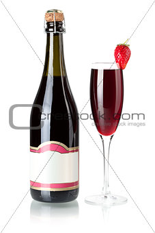 Wine collection - Strawberry champagne bottle with blank label a