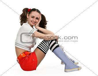 girl in striped socks