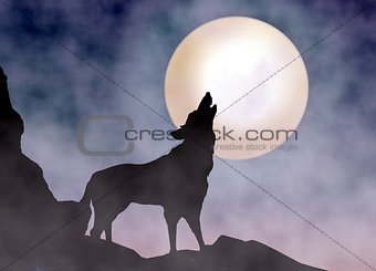 Wolf Howling at Moonlight